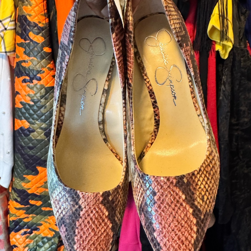 Jessica Simpson Multicolor Snakeskin Heels